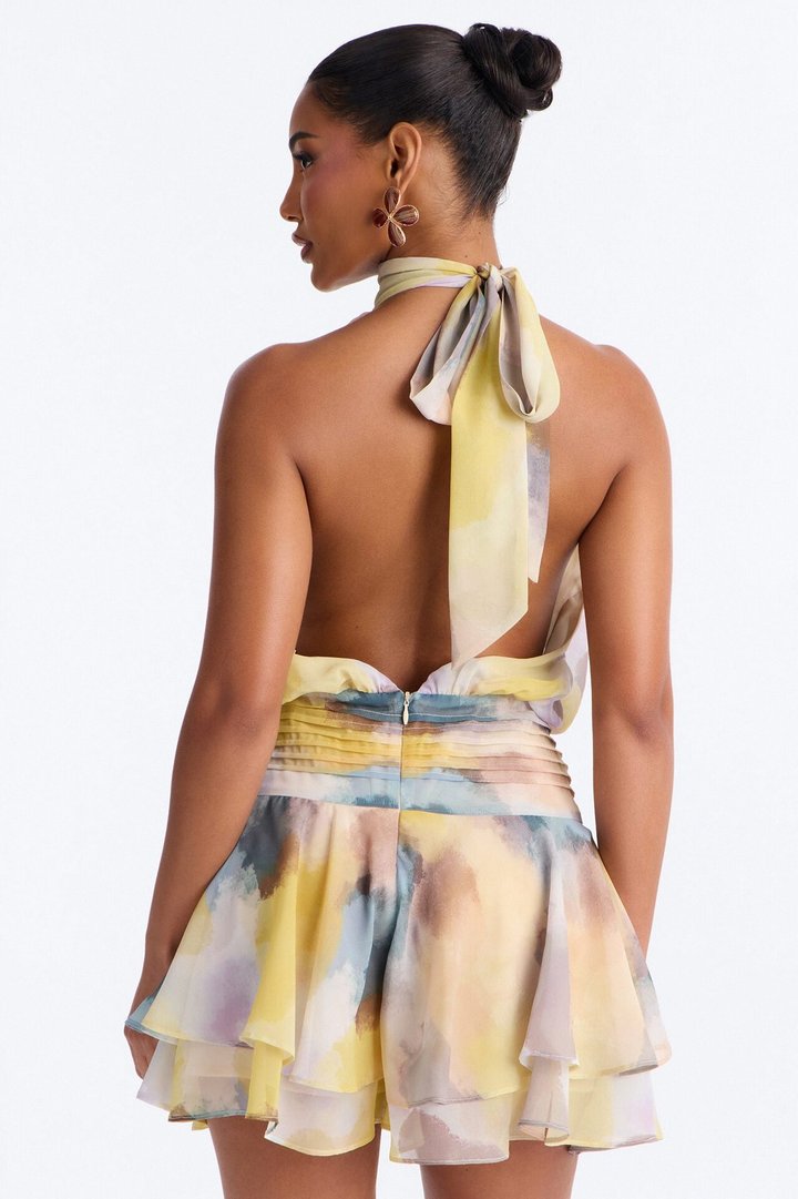 Penelope Backless Romper - Yellow
