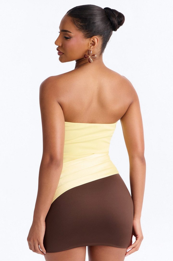 Sophistication Served Pleated Satin Corset - Butter Yellow