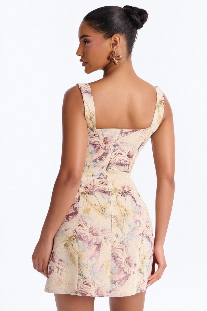Noelle Floral Jacquard Mini Dress - Natural/Combo