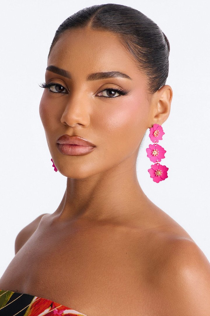 Rosy Radiance Drop Earrings - Pink