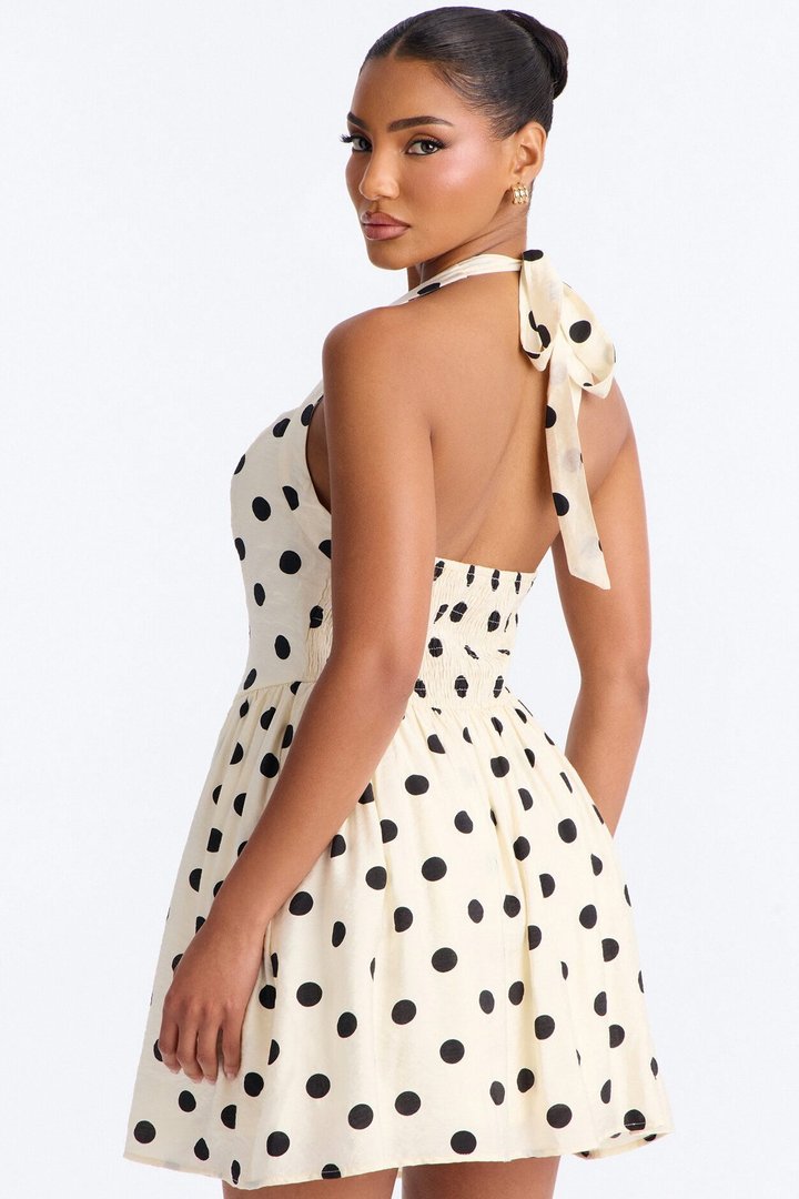 Clara Polka Dot Mini Dress - Cream/combo