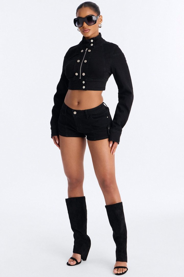 Command Authority Stretch Denim Shorts - Black