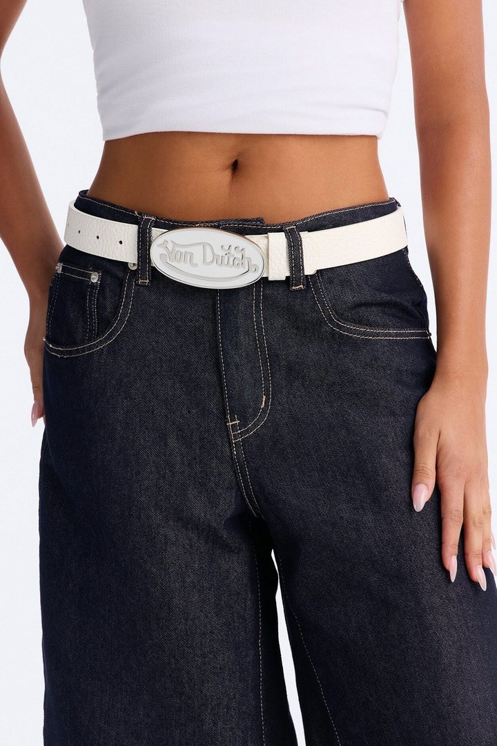 Von Dutch Reinvented Faux Leather Belt - Ivory