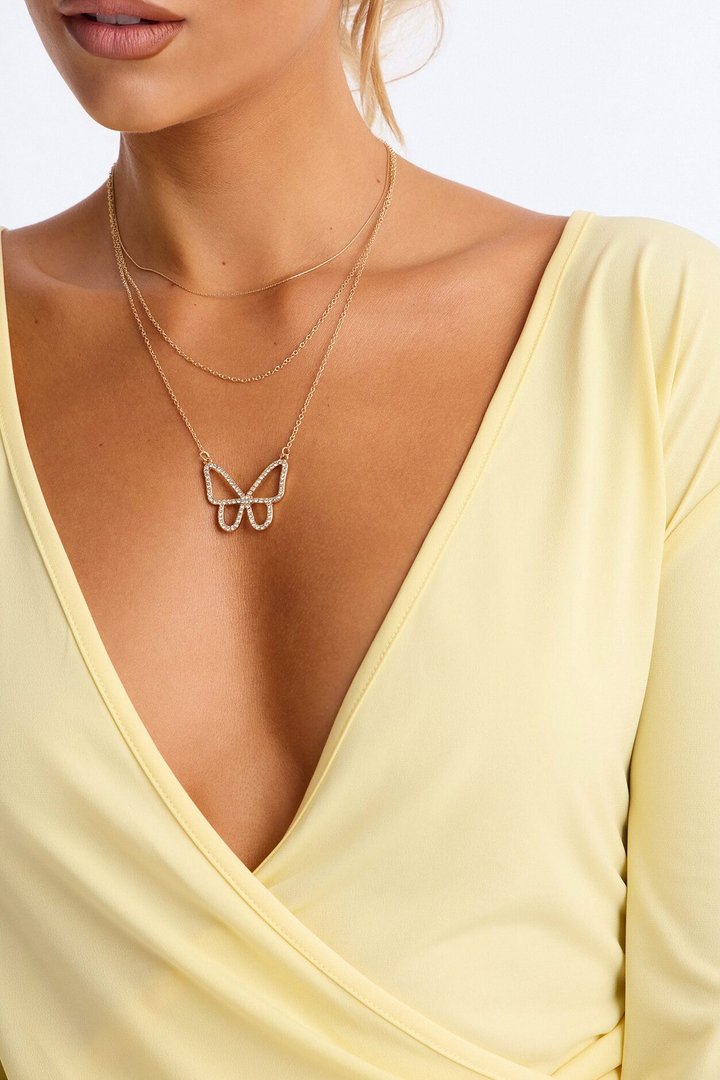 Monarch Butterfly Layered Neckalce - Gold