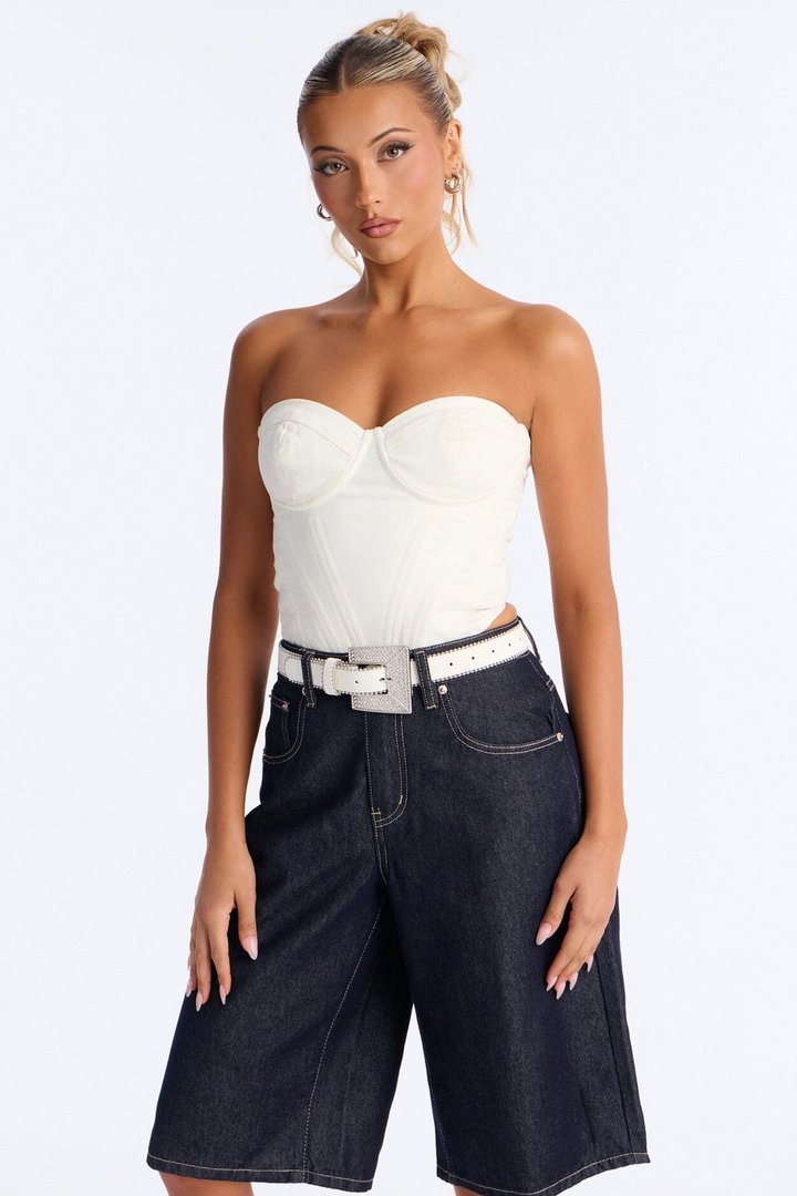 Rise and Shine Faux Leather Belt - White/Silver