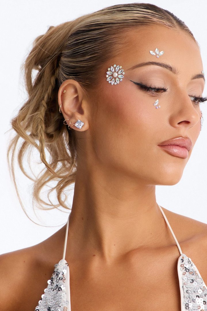 Sparkling Flower Eye Gem Stickers - Clear