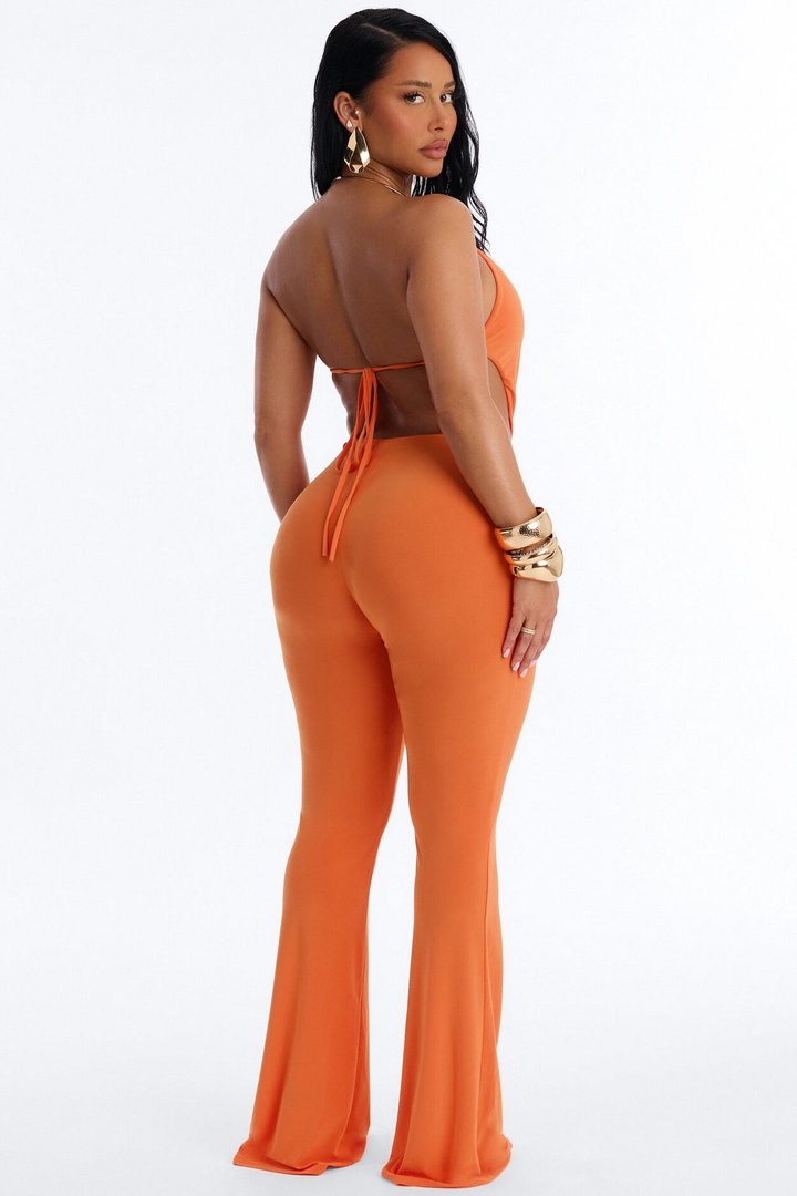 Irie Backless Flare Leg Jumpsuit - Orange