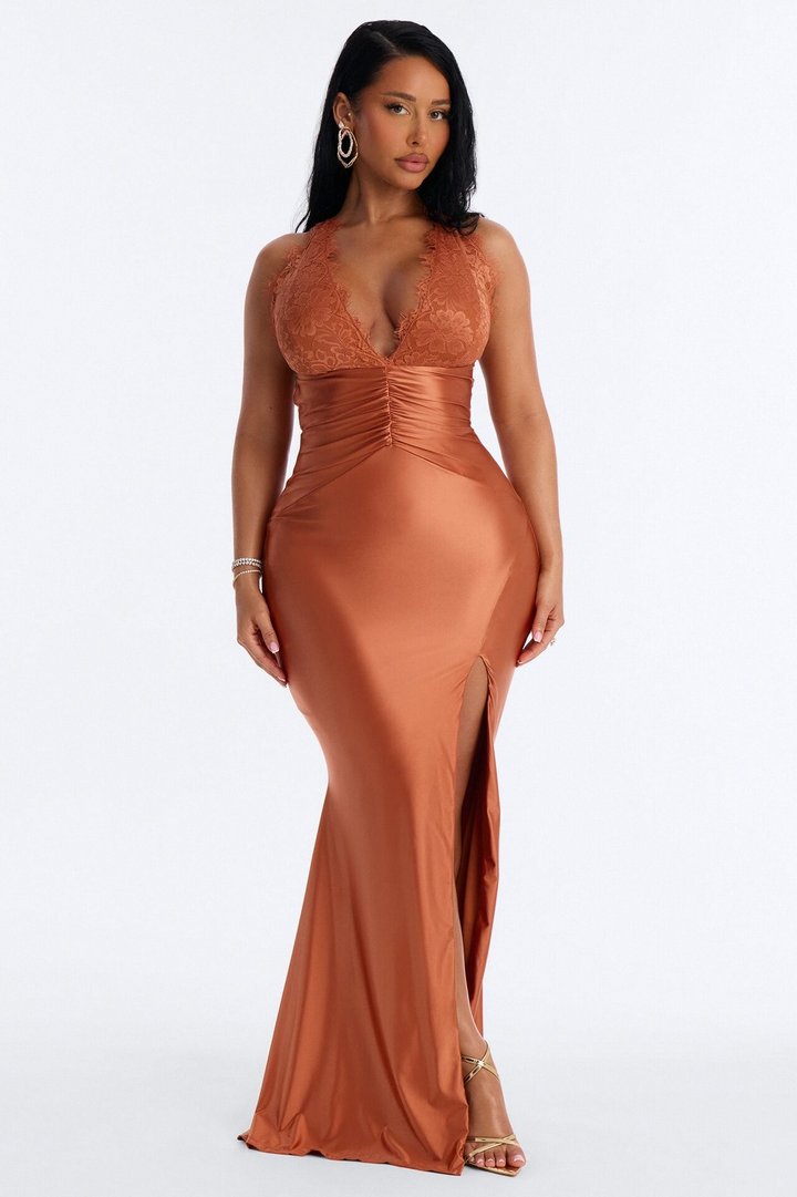 Luxe Feeling Ruched Gown - Copper