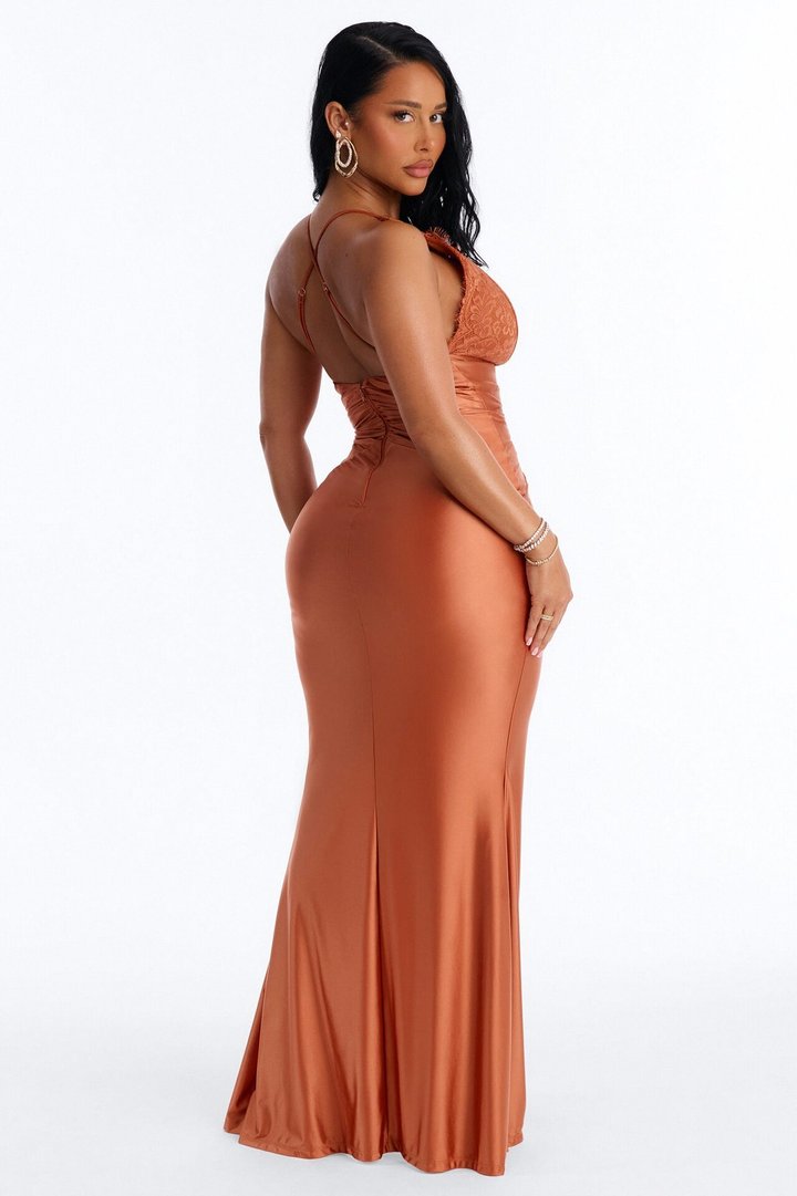 Luxe Feeling Ruched Gown - Copper
