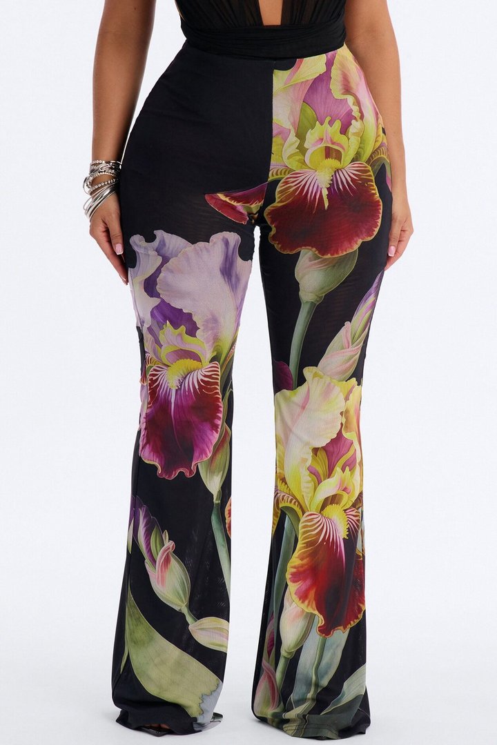Taylor Double Mesh Skinny Flare Pant - Black/combo
