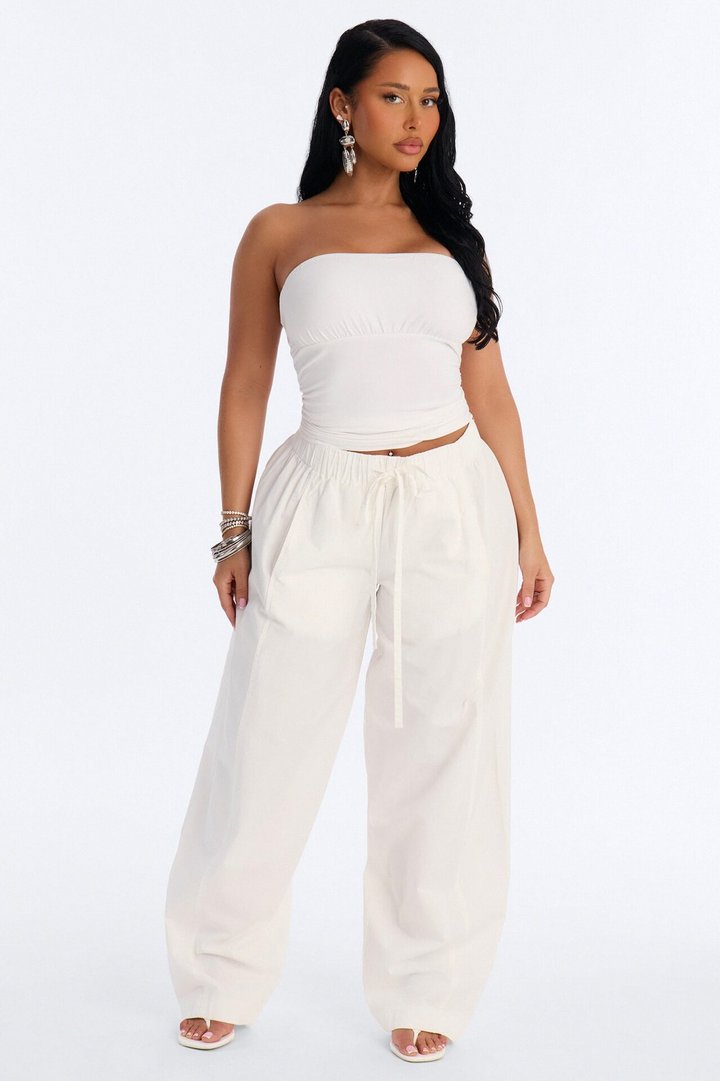 Brianna Ruched Tube Top - White