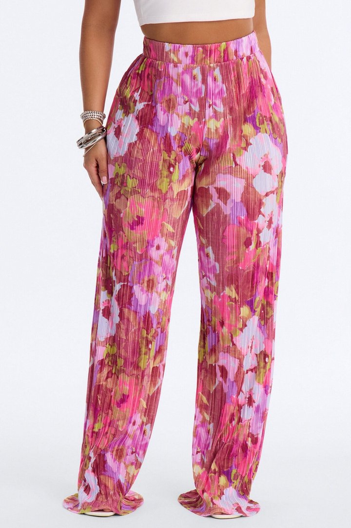 Pure Bliss Printed Plisse Pant - Purple/combo