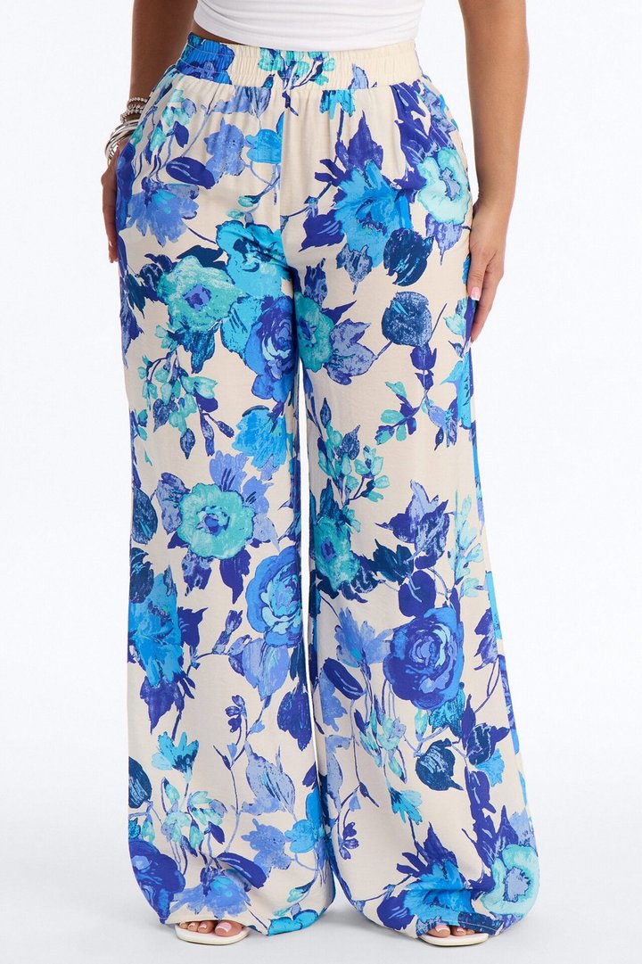 Sweet Bloom Wide Leg Pant - Blue
