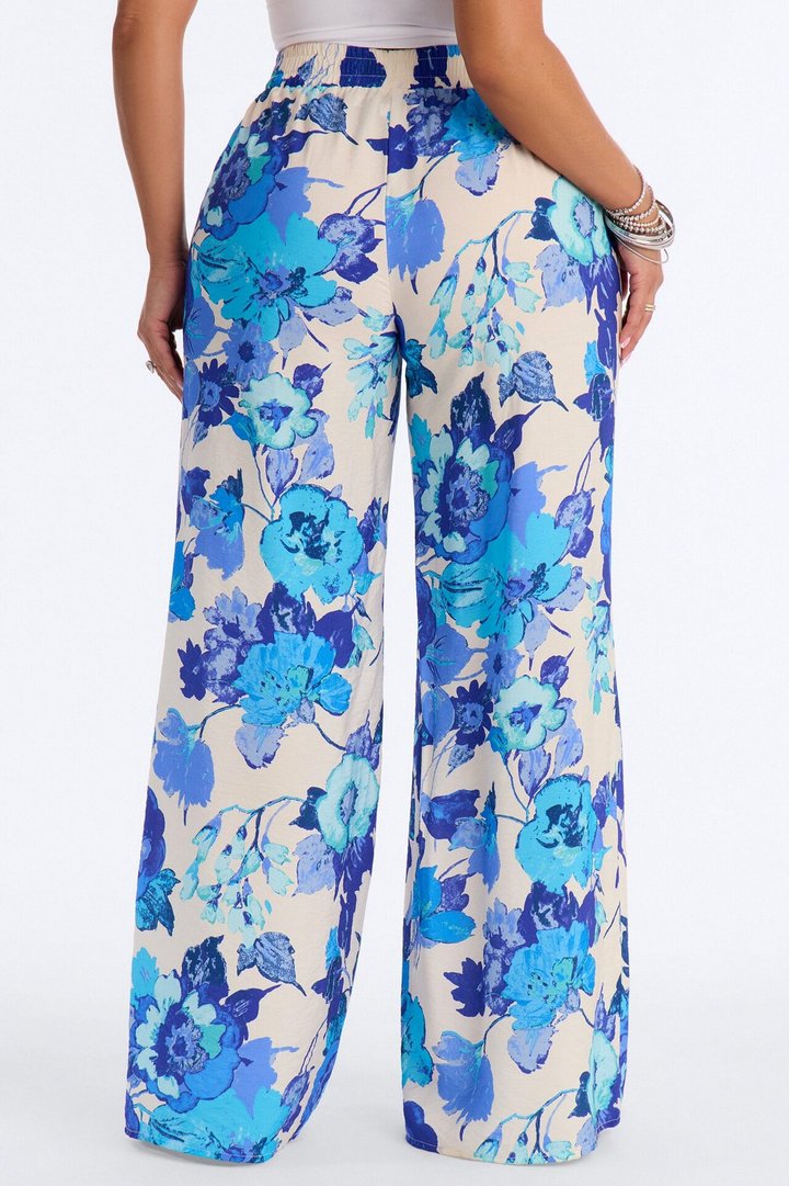 Sweet Bloom Wide Leg Pant - Blue