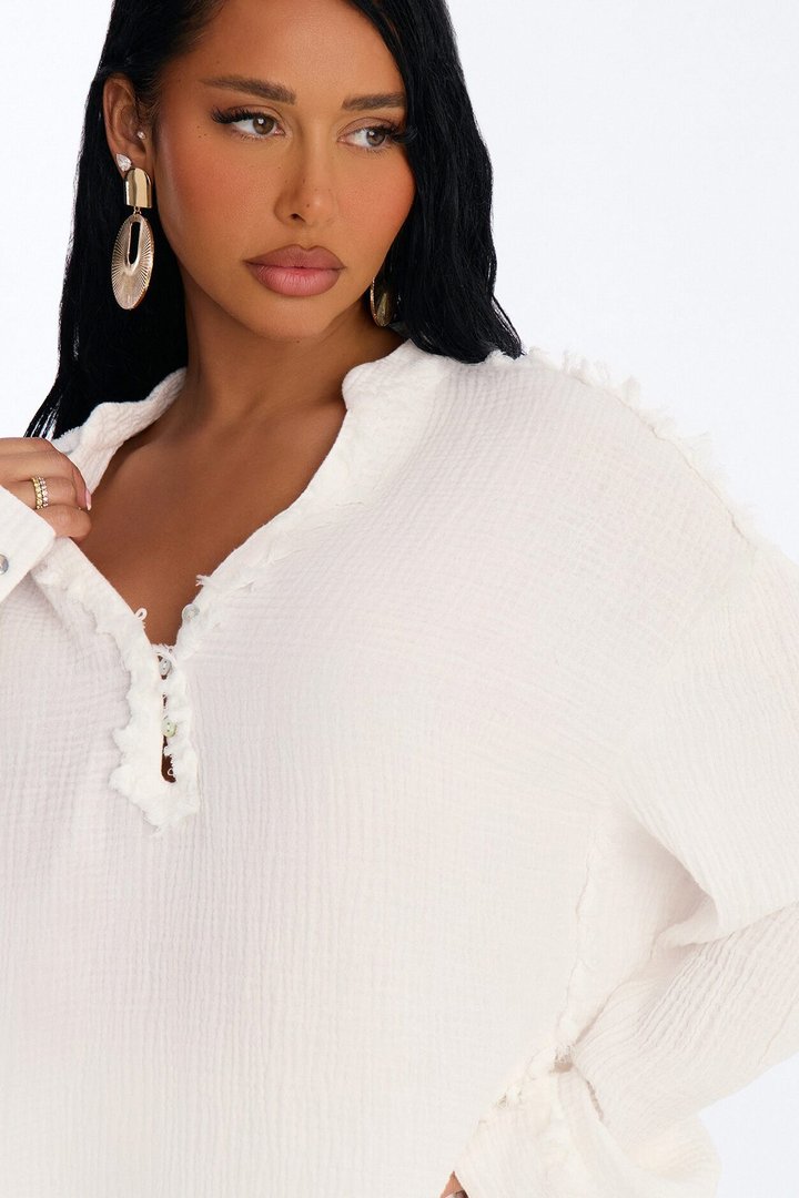 Isabella Gauze Wide Leg Pant Set - White