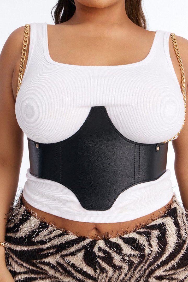 Tough It Out Chain Strap Corset Belt - Black