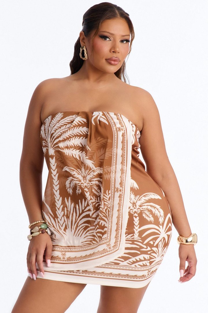 All The Shade Strapless Mini Dress - Brown/combo