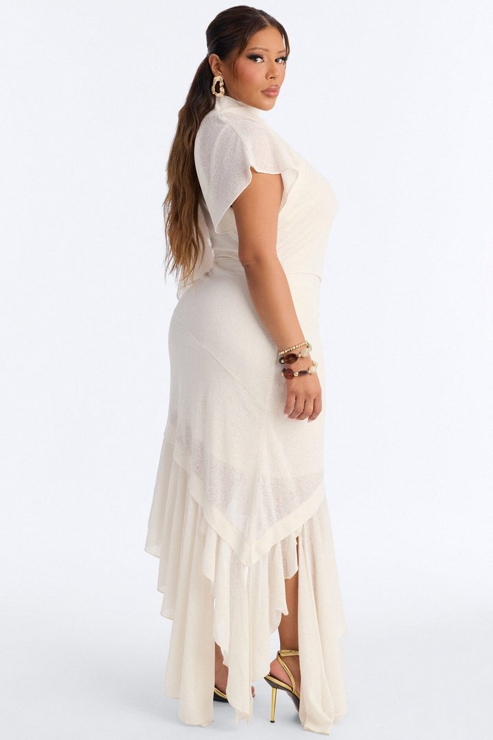Baddie Asymmetrical Maxi Dress - Off White