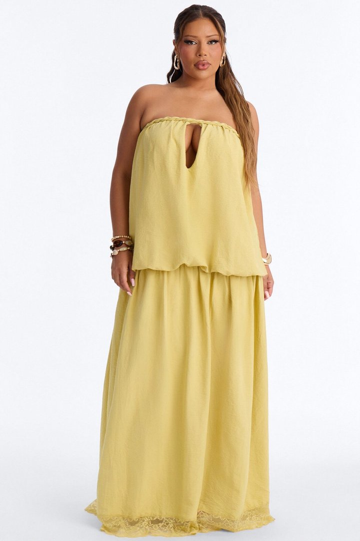 Just Having Fun Flowy Maxi Dress - Chartreuse