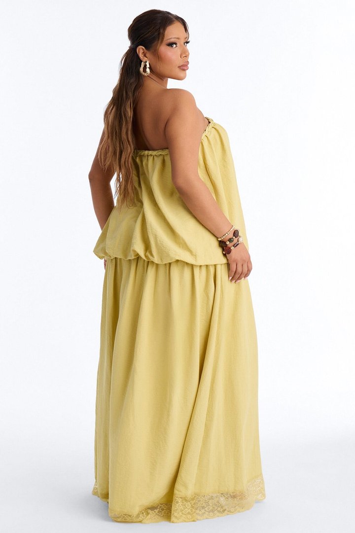 Just Having Fun Flowy Maxi Dress - Chartreuse