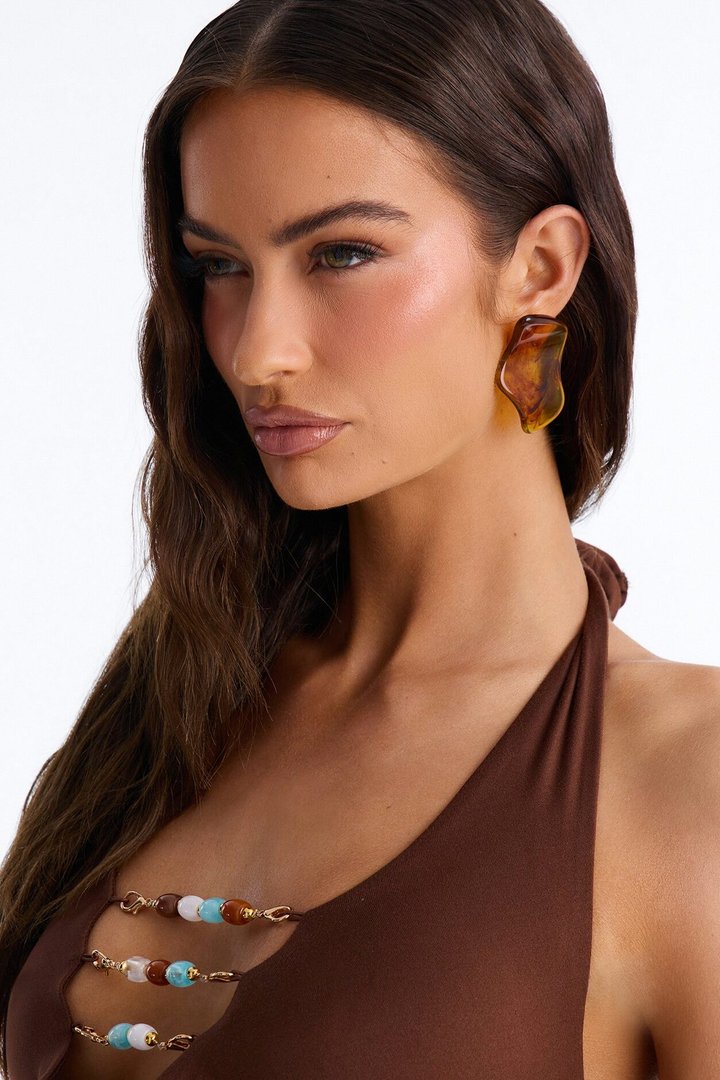 Melted Mocha Drop Earrings - Brown