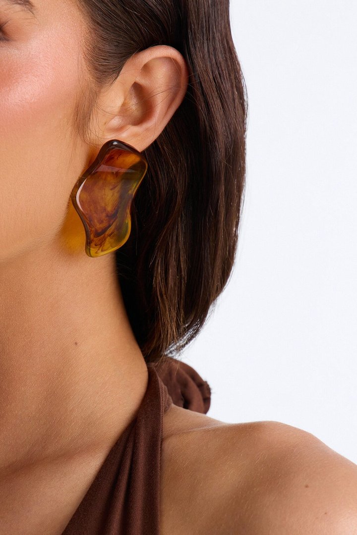 Melted Mocha Drop Earrings - Brown