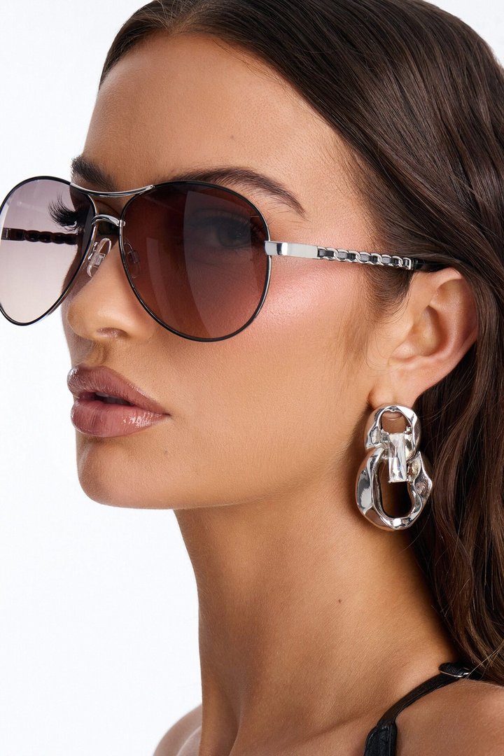 Cute Co Pilot Sunglasses - Black/Silver