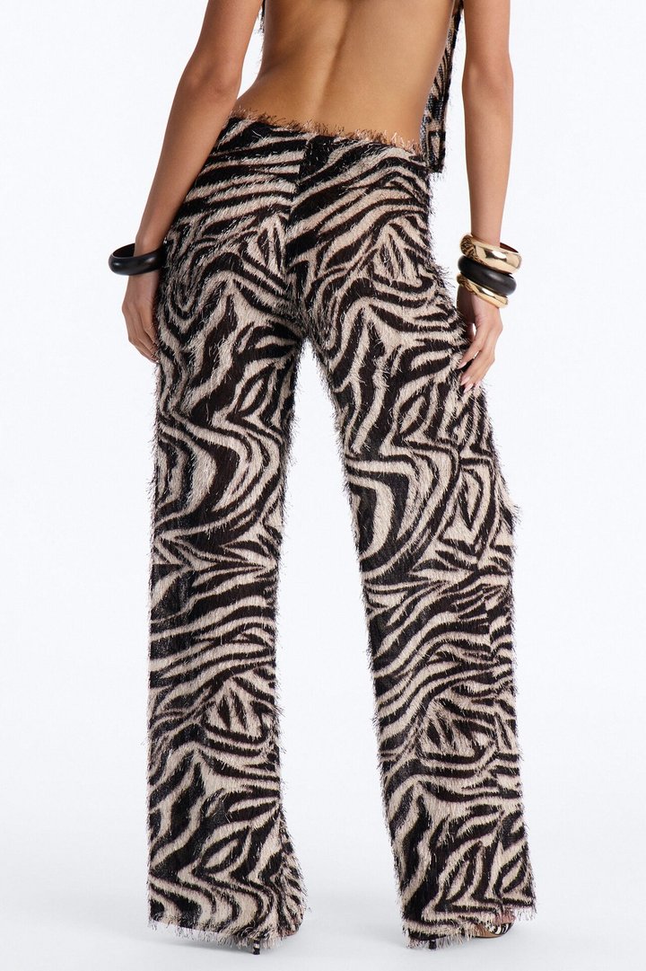 Anaya Textured Knit Abstract Low Rise Pant - Black/combo