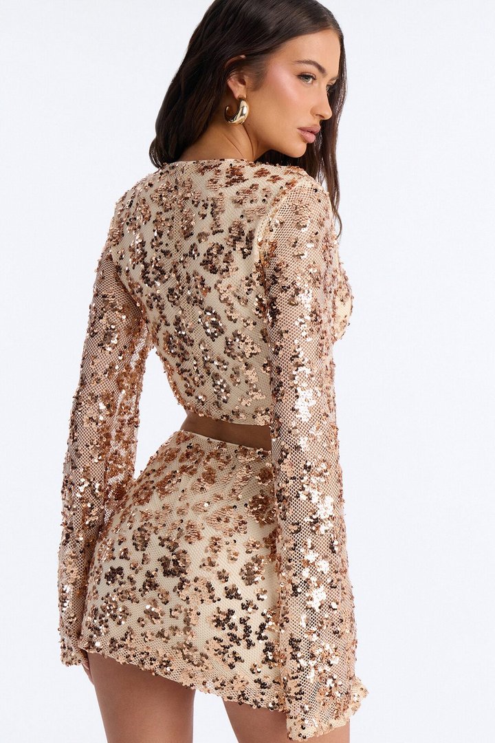 That Girl Sequin Skirt Set - Champagne