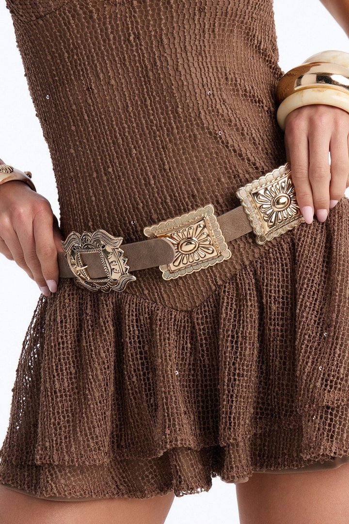 Unbreakable Hardware Wide Belt - Taupe