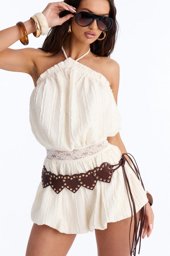 Love Lost Faux Leather Tie Belt - Brown/combo