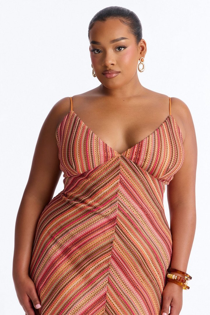 Paradise Mood Crochet Maxi Dress - Orange/combo