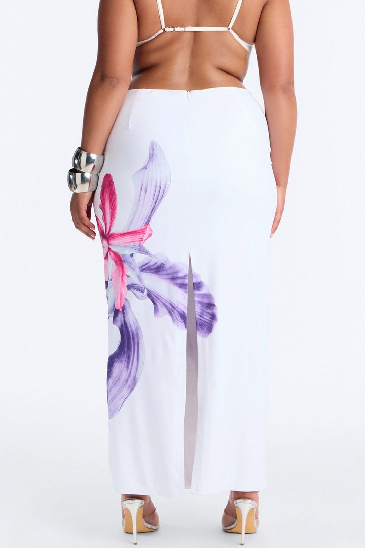 Aurielle Floral Slit Maxi Skirt - White/combo