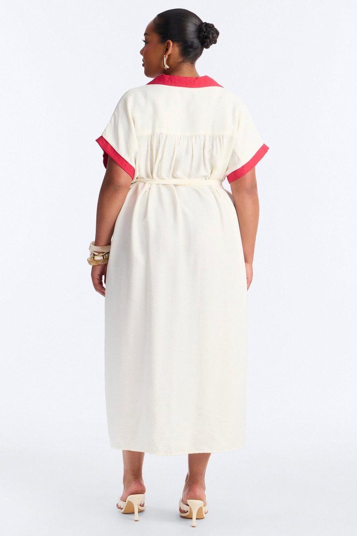 Elisa Printed Shirt Midi Dress - White/combo