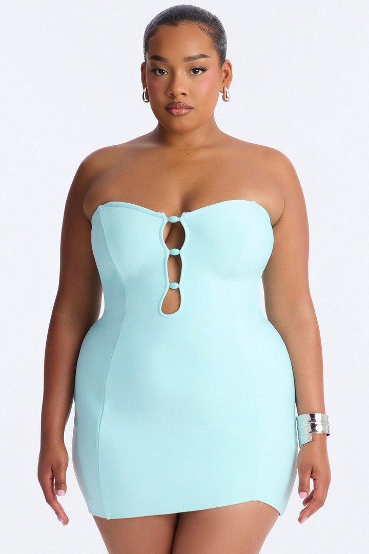 Bahama Mama Beaded Bandage Micro Mini Dress - Light Blue