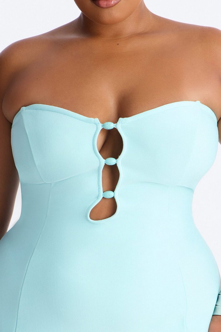 Bahama Mama Beaded Bandage Micro Mini Dress - Light Blue