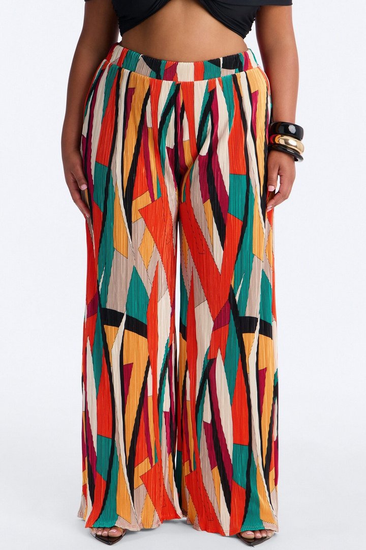 Pure Bliss Printed Plisse Pant - Orange/combo