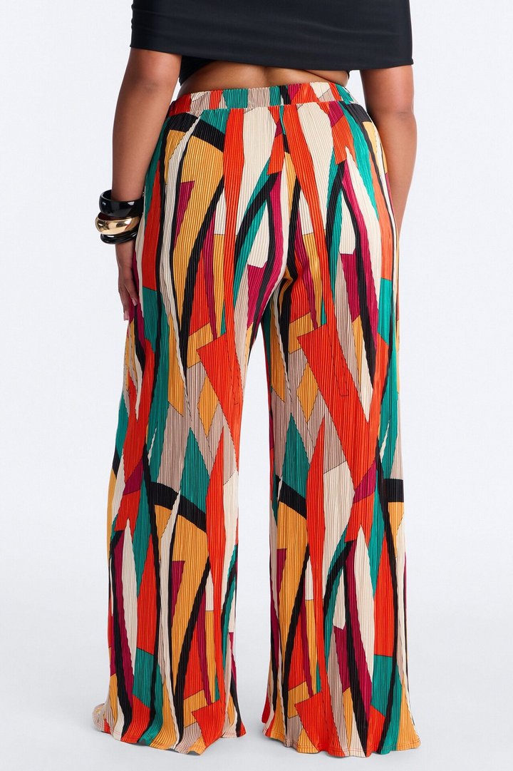 Pure Bliss Printed Plisse Pant - Orange/combo