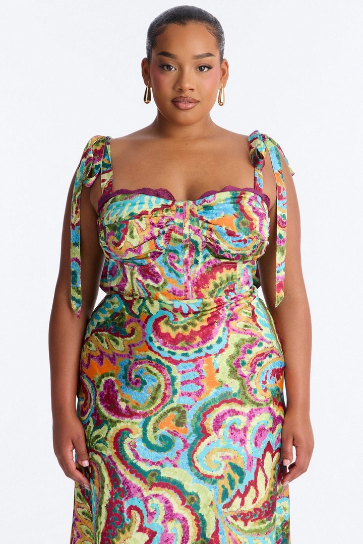 Electric Feel Satin Maxi Dress - Multi Color