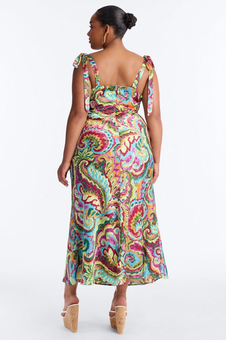 Electric Feel Satin Maxi Dress - Multi Color