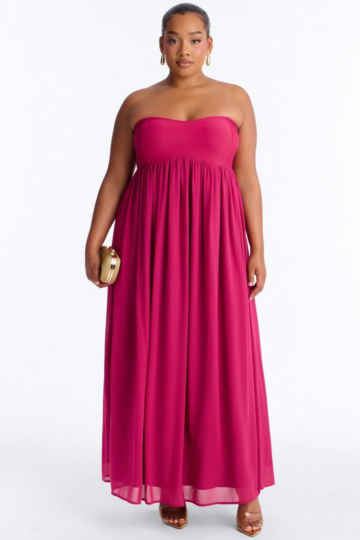 She's Effortless Chiffon Maxi Dress - Magenta