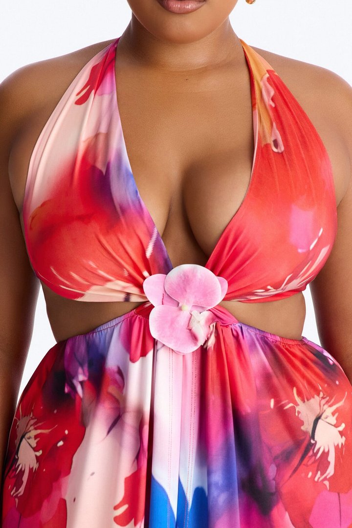 Pure Passion Cut Out Maxi Dress - Magenta/combo
