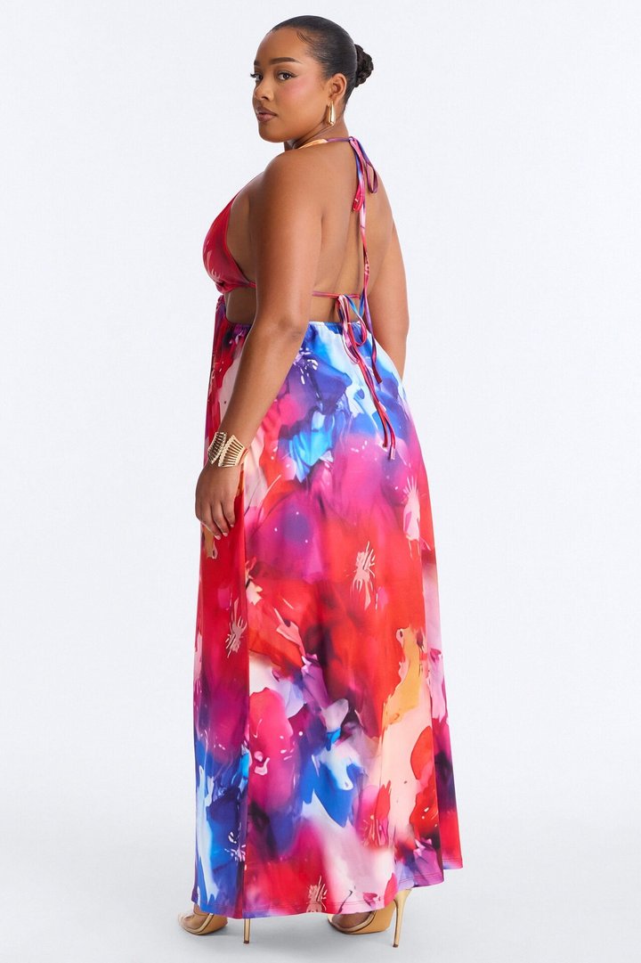 Pure Passion Cut Out Maxi Dress - Magenta/combo