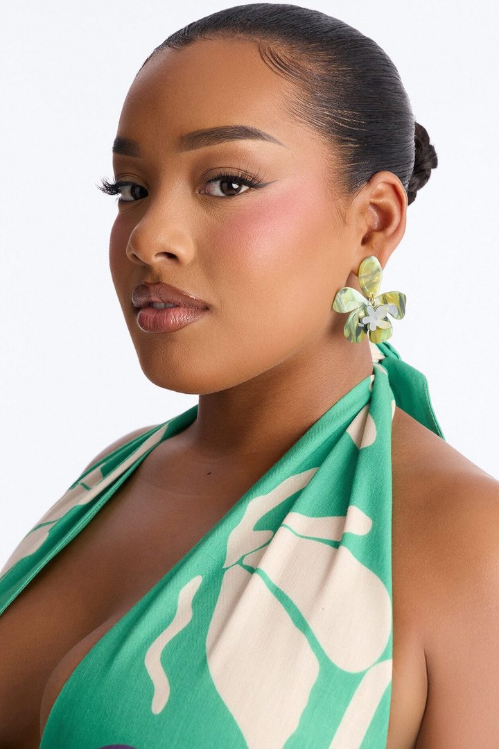 Tea Garden Soiree Drop Earrings - Green