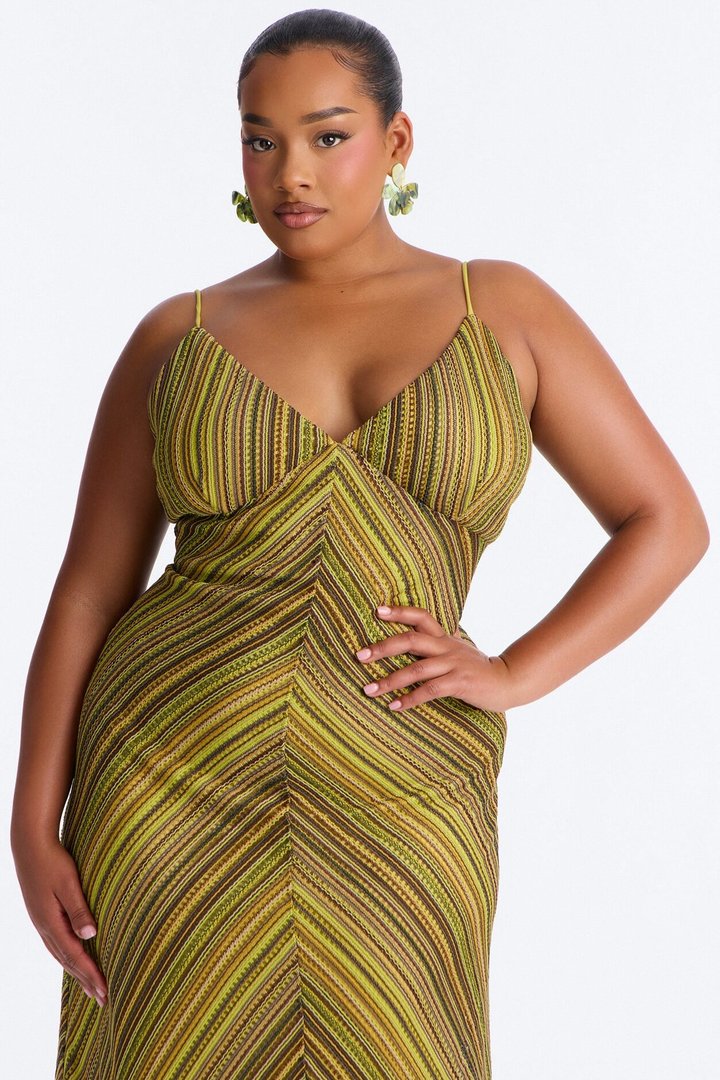 Paradise Mood Crochet Maxi Dress - Green/combo