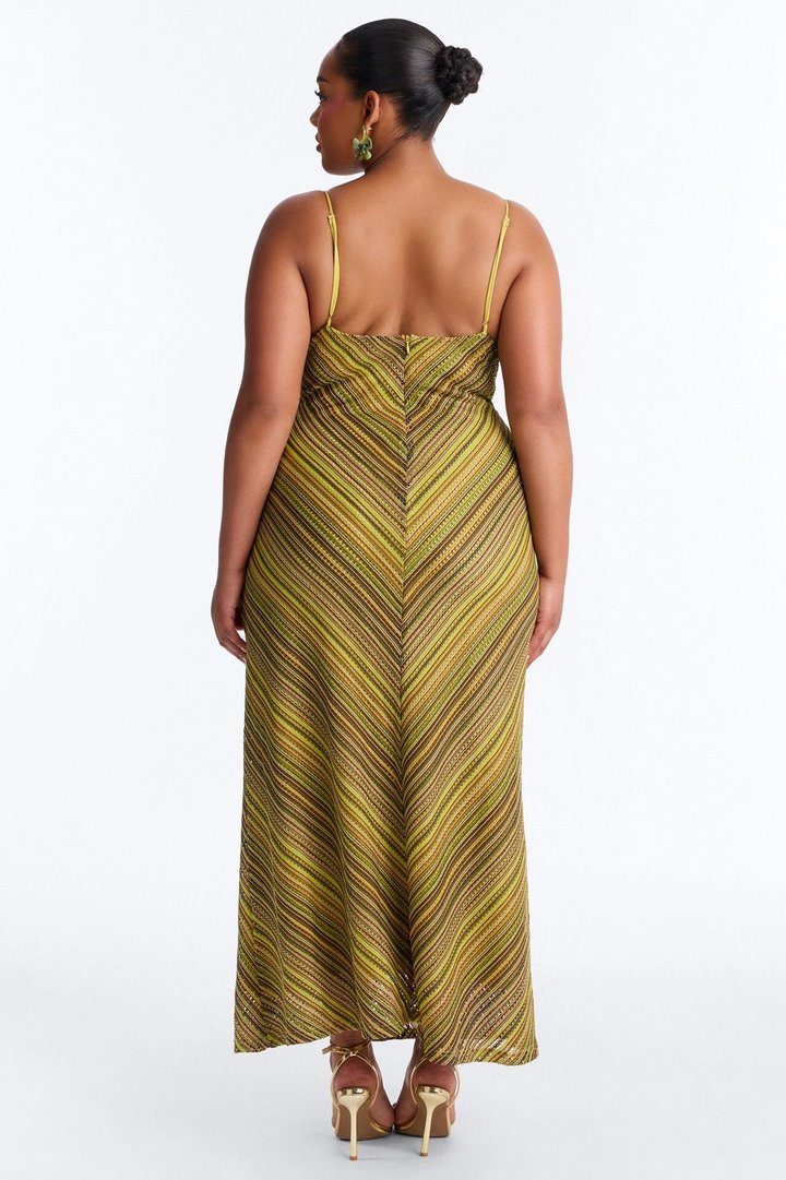 Paradise Mood Crochet Maxi Dress - Green/combo
