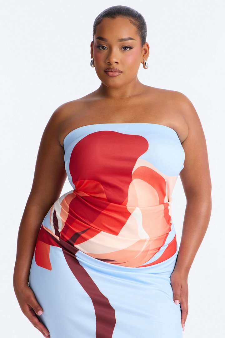 Virginia Floral Midi Dress - Blue/combo