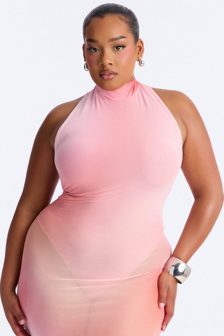 Zenna Ombre Mesh Maxi Dress - Pink