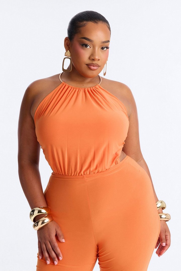 Irie Backless Flare Leg Jumpsuit - Orange