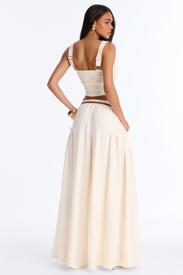 Stacy Belted Pant Set - Cream